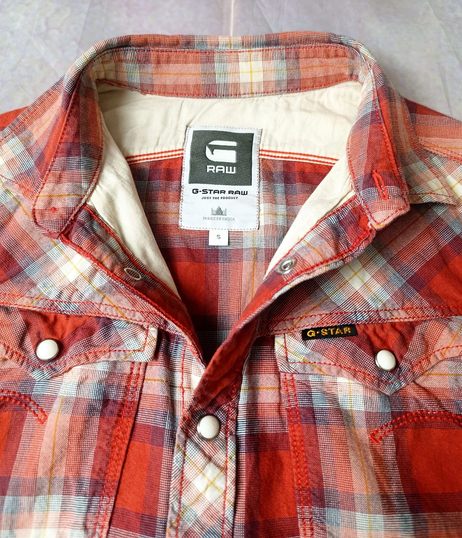 G-Star RAW ARC 3D Plaid Western Shirt Red Men's Size S Vintage Style – photo 3